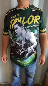 Katie Taylor jerseys and hats.
