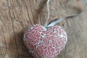 Decorative Heavy Solid  Glass and Ceramic Heart on a ribbon