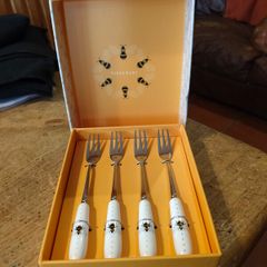 set of four Bee Dessert Forks is by Tipperary Crystal. new in box