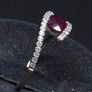 Vintage 9ct White Gold Ruby & Diamond Ring 375 Size 51.5 Image 4