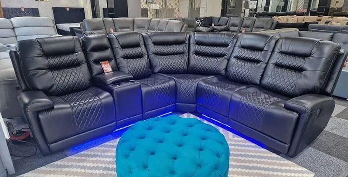 Halifax Leather Electric Recliner Corner Sofa - USB Ports - LED LIGHTS - CUP HOLDERS