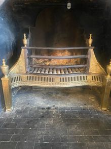 Antique brass fireplace insert