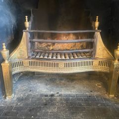 Antique brass fireplace insert