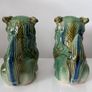 Two vintage Foo dogs in beautiful green glaze Image 4