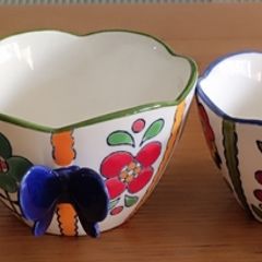 Morgan& Finch 4-Pieces Ceramic Measuring Cup Set - Creative Flower Printed Measuring Cups - Kitchen Nesting Measuring Cups with Butterfly Shaped Handle - for Dry and Liquid Ingredient
