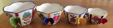 Morgan& Finch 4-Pieces Ceramic Measuring Cup Set - Creative Flower Printed Measuring Cups - Kitchen Nesting Measuring Cups with Butterfly Shaped Handle - for Dry and Liquid Ingredient