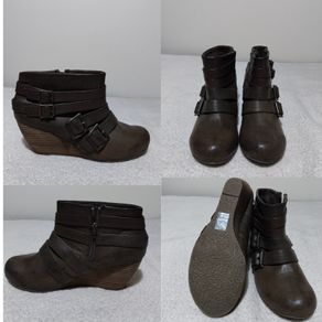 Schuh Blowfish Malibu Wedge Leather Boots, NEW