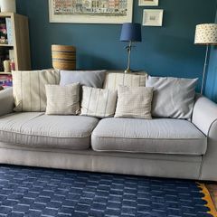 4 seater sofa + Armchair + foostool selling  3 pieces together