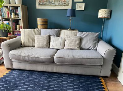 4 seater sofa + Armchair + foostool selling  3 pieces together