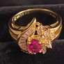 Ruby & diamond ring yellow gold Image 3