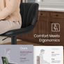 Bar Stools Set of 2, Adjustable with Backs, 360 Swivel PU Leather, Metal Footrest, for Kitchen Dining Reception, Ink Black Image 4