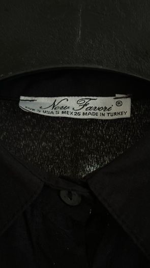 Classic Black Long Sleeve Button-Down Shirt - Size S/M