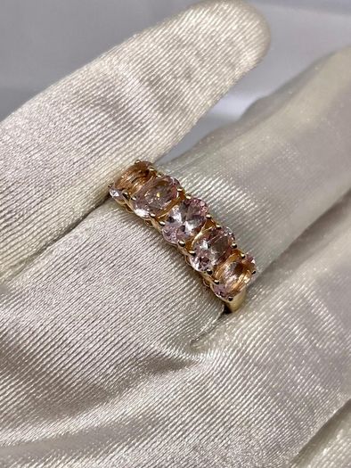 Yellow Gold Pink Morganite 5 Stone Ring