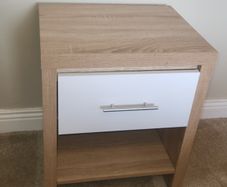 Oak and White Bedside Locker (NEW)