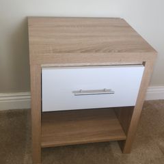 Oak and White Bedside Locker (NEW)