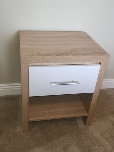 Oak and White Bedside Locker (NEW)
