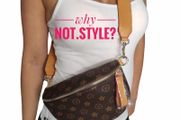 Brown patterned kidney bag