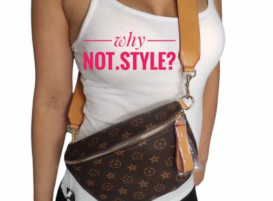 Brown patterned kidney bag