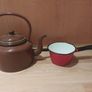 Original enamel kettle & small enamel saucepan Image 3