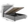 Grey Velvet King Size Ottoman Bed with Winged Chesterfield Headboard - Safina Image 9