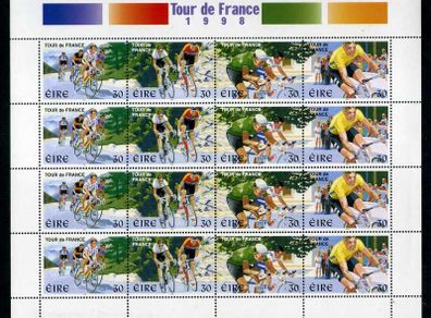 1998 Tour de France (Cycling) Commemorative Stamp Sheetlet Mint Never Hinged (MNH).