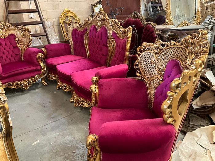 Old 3 piece gold salon set that has been restored