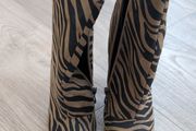 tiger print suede black brown boots