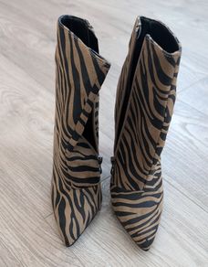 tiger print suede black brown boots