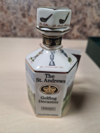 Pointers London Edinburgh Whisky Decanter And Cups Set St Andrews Golf Golfing Vintage