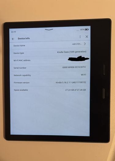 Kindle Oasis 10th Generation 32 GB Excellent Condition