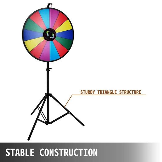 61 cm Color Prize Wheel Tripod Floor Stand Color Prize Wheel 14 Slots Dry Ease Fortune Spinner Fortune Spinning Game