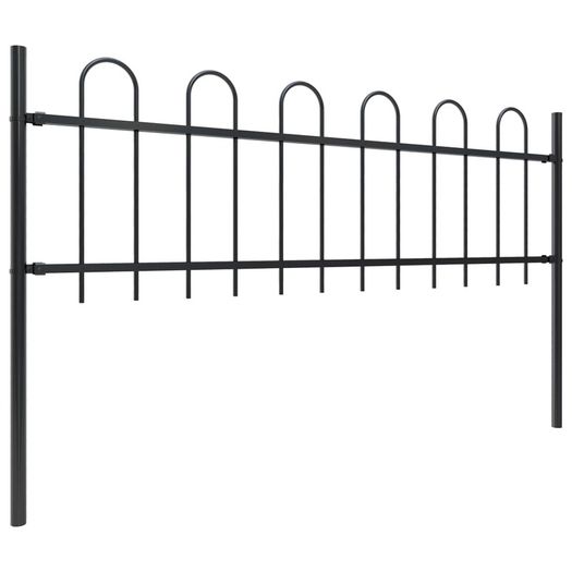 Garden Fence with Hoop Top Steel 8.5x0.6 m Black