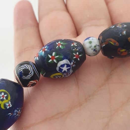 Vintage Venetian Style Floral & African Glass Beads Necklace