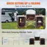 Folding Outdoor Cooking Table with Storage Carrying Bag, Aluminum Cook Station 3 Cupboard & Detachable Windscreen, Quick Set-up for Picnics, BBQ, RV Traveling, Brown Image 3