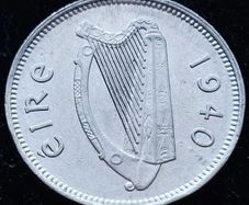 [#126] - Ireland 1940 | Irish 3p | Three Pence | Harp | KM.12 | High Grade
