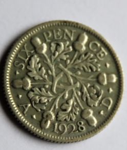 1928 Silver Sixpence final official issue year in Ireland