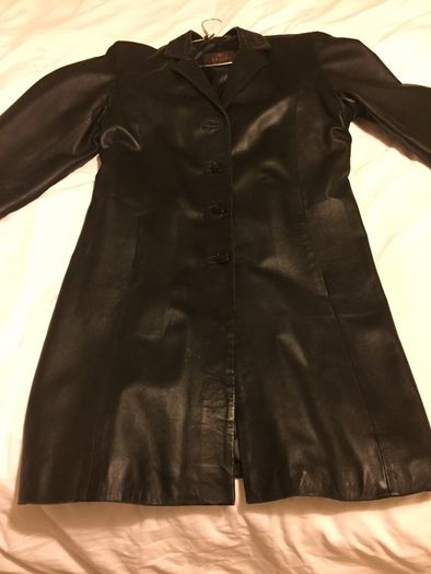 Black Leather Vard Coat Size 12-14