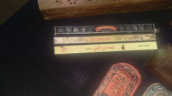 wooden incense box and incense sticks