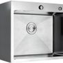 Topmount Kitchen Utility Sink, 55 x 45cm, Stainless Steel Kitchen Sink Drop in, Single Bowl Outdoor Campervan Composite Sink with Drain Fittings, Soap Disp. Hole, Silver Image 4