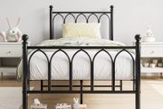 Single Metal Bed Frame 90 x 190 cm with Headboard and Footboard Heavy Duty Foundation,Metal Slat Support, Black
