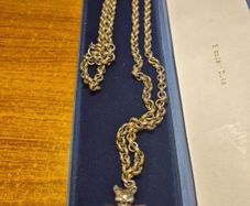 Vintage Stamped Sterling Silver Heavy Elaborate Chain and Cat Pendant