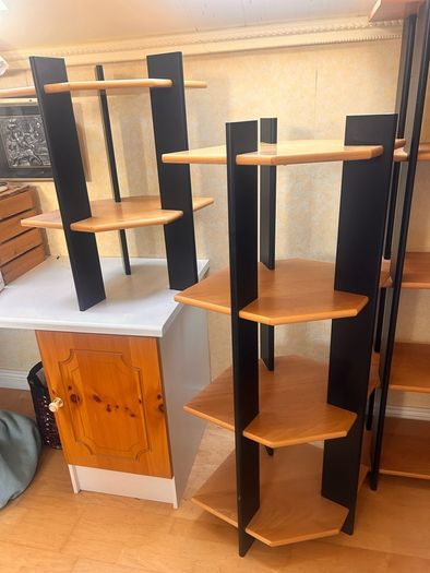 wooden shelf units