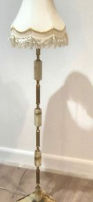 marble and brass floor lamp