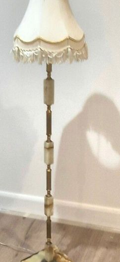 marble and brass floor lamp