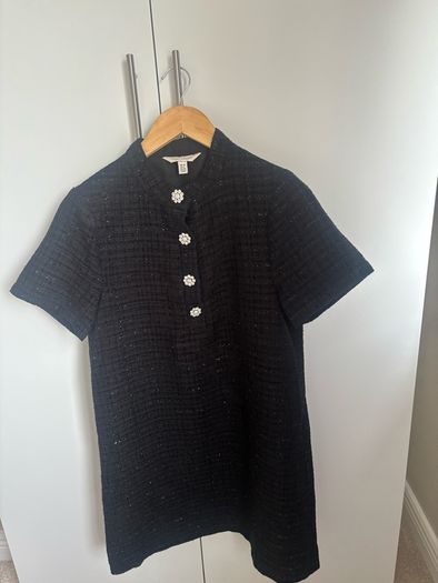 Love and Roses black tweed button mini dress