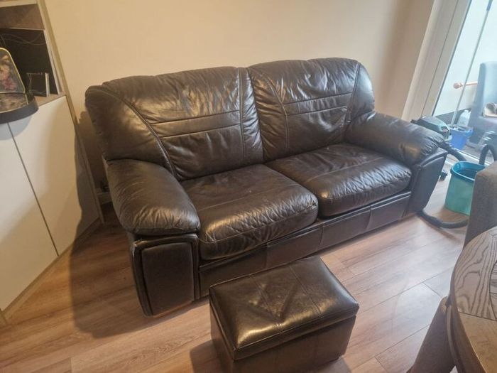 Leather Couch and stool (pull out bed)