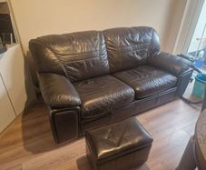 Leather Couch and stool (pull out bed)