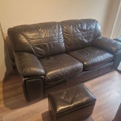 Leather Couch and stool (pull out bed)