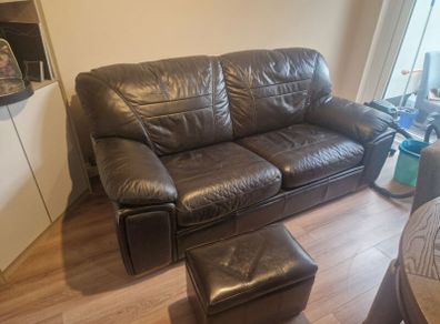Leather Couch and stool (pull out bed)