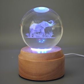Elephant Rotating 3D Crystal Globe Light